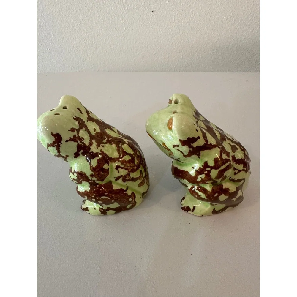 Vintage Ceramic Winking Frog Salt and Pepper Shakers
